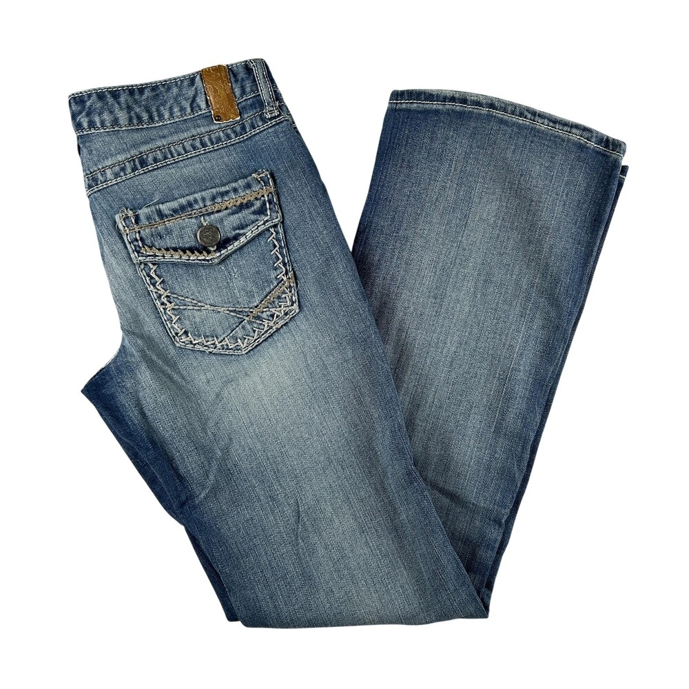 Maurices Bootcut Jeans Womens 7/8 Blue Med Wash Low Rise Stretch 5-Pocket